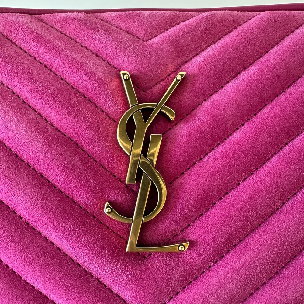 Yves Saint Laurent Lou Camera Bag in Pink Suede/Leather, EUC - Picture 9 of 15